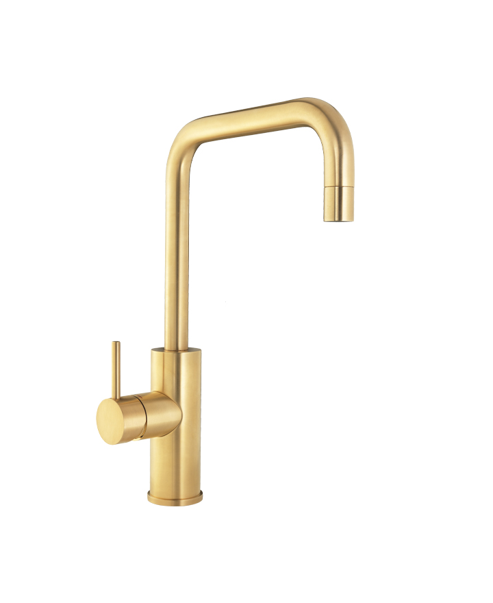 Cube Mixer Tap Mains Brushed Gold